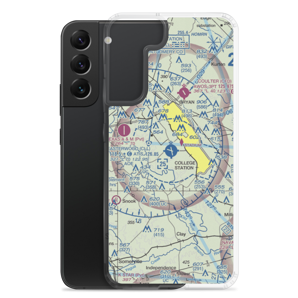 Easterwood Field (CLL) VFR Sectional Samsung Case Samsung Galaxy S22 Plus model shown