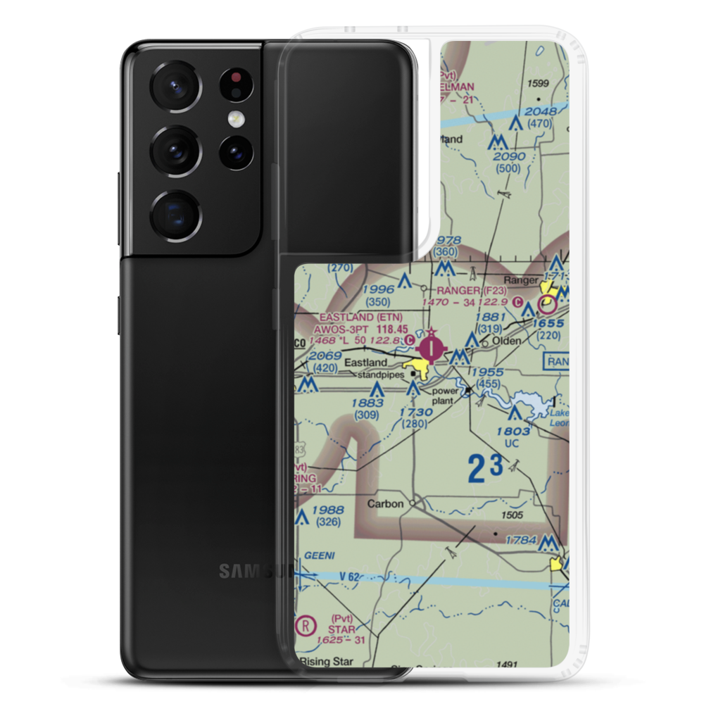 Eastland Municipal Airport (ETN) VFR Sectional Samsung Case Samsung Galaxy S21 Ultra model shown