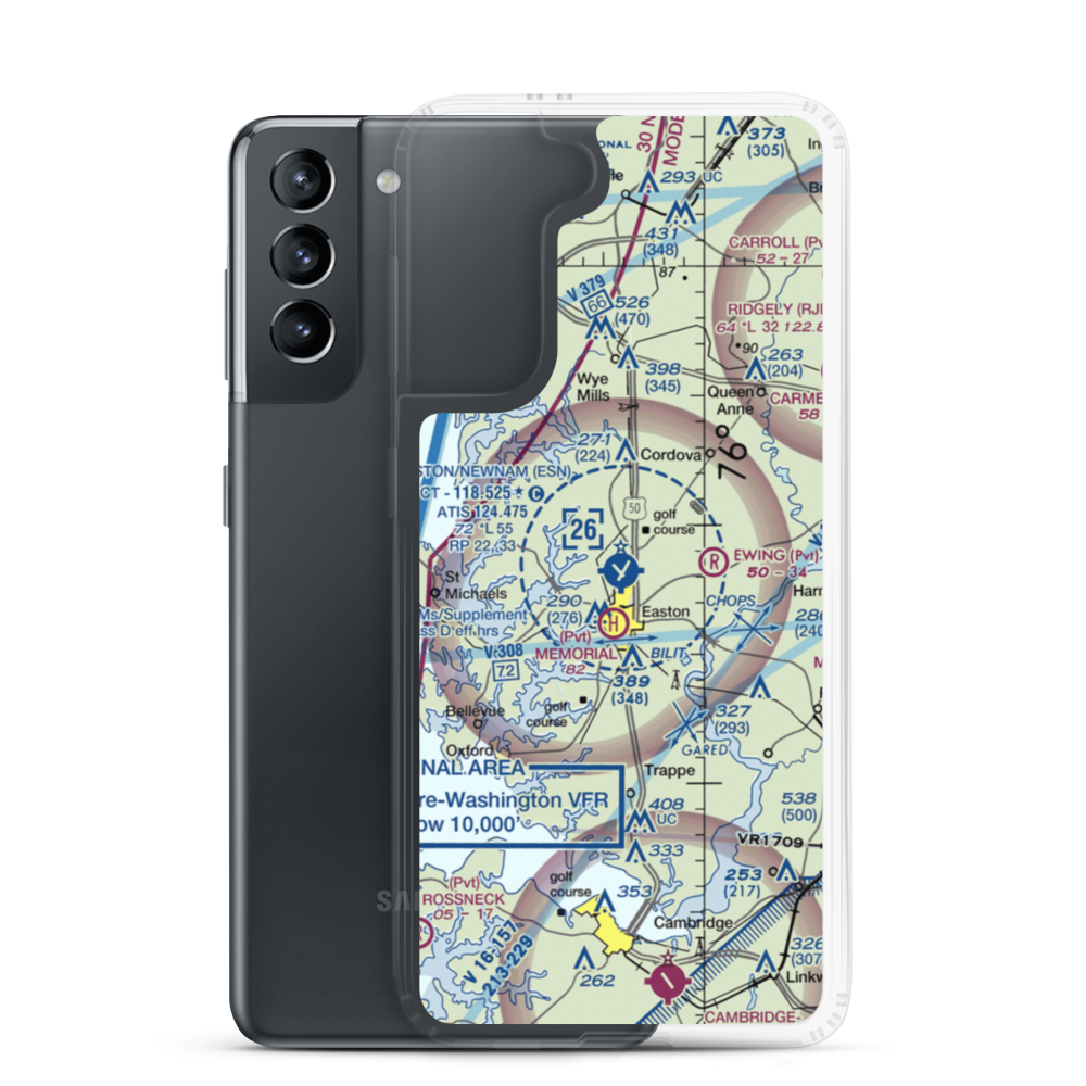 Easton Newnam Field (ESN) VFR Sectional Samsung Case Samsung Galaxy S21 model shown