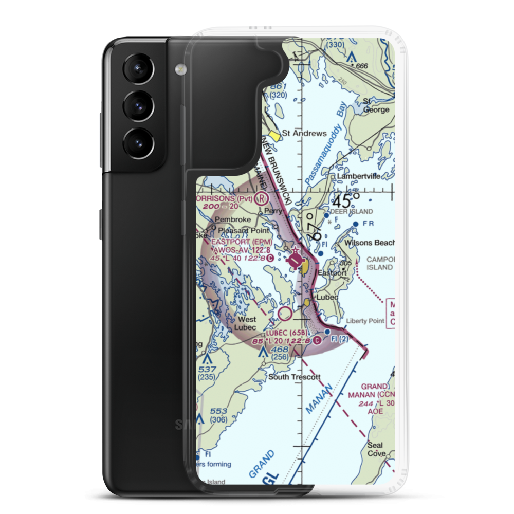 Eastport Municipal Airport (EPM) VFR Sectional Samsung Case Samsung Galaxy S21 Plus model shown