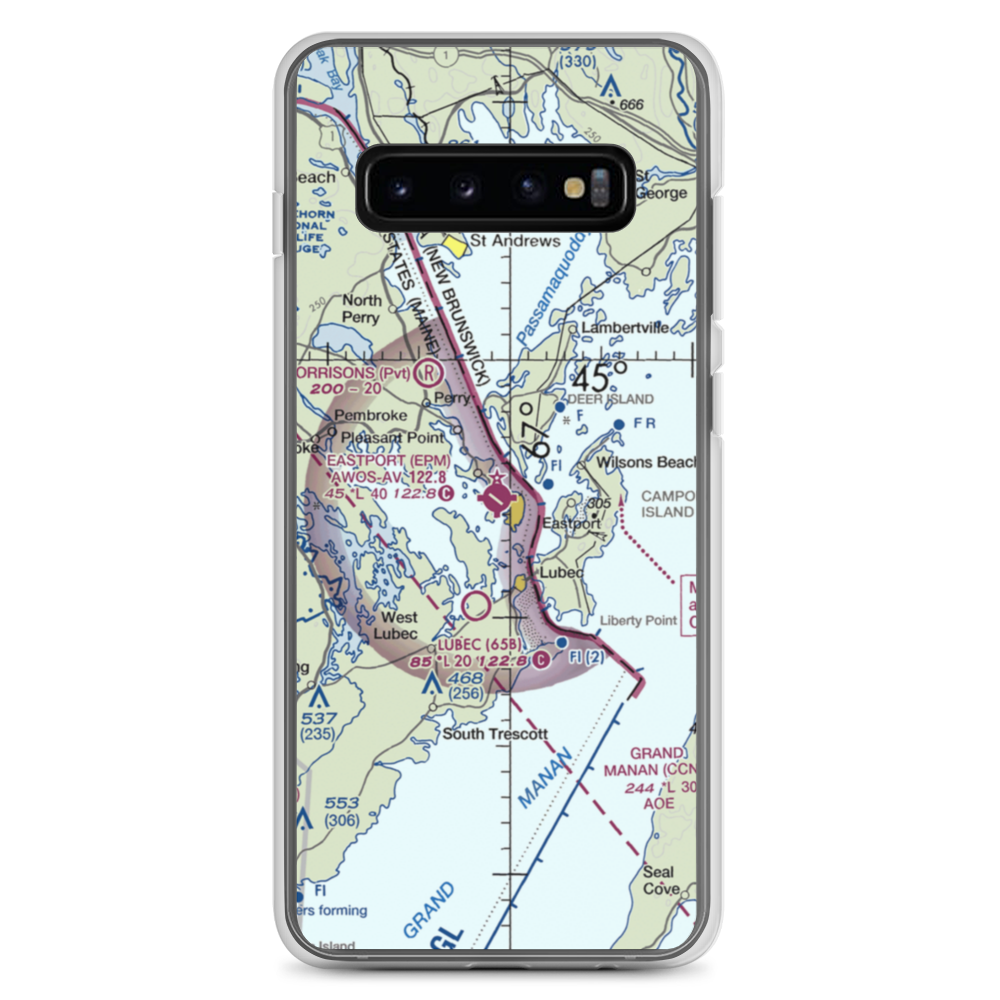 Eastport Municipal Airport (EPM) VFR Sectional Samsung Case Samsung Galaxy S10+ model shown
