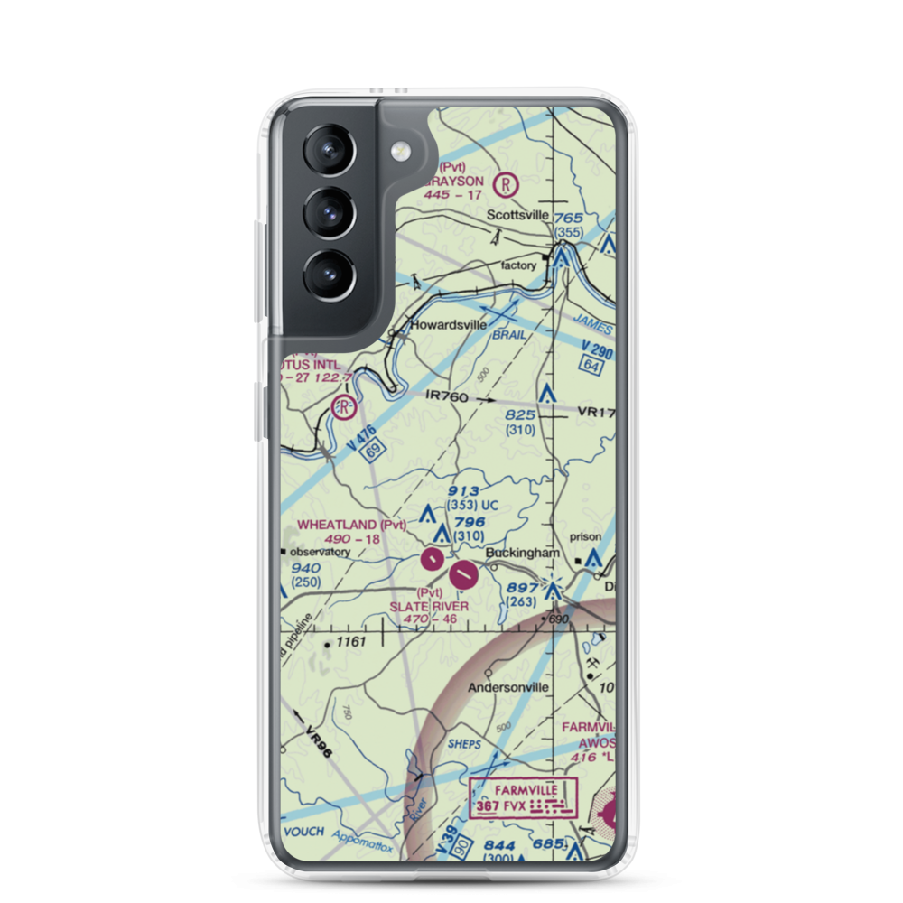 Eastview Airport (VG32) VFR Sectional Samsung Case Samsung Galaxy S21 model shown