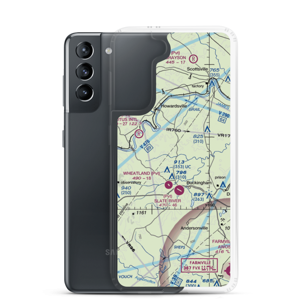 Eastview Airport (VG32) VFR Sectional Samsung Case Samsung Galaxy S21 model shown