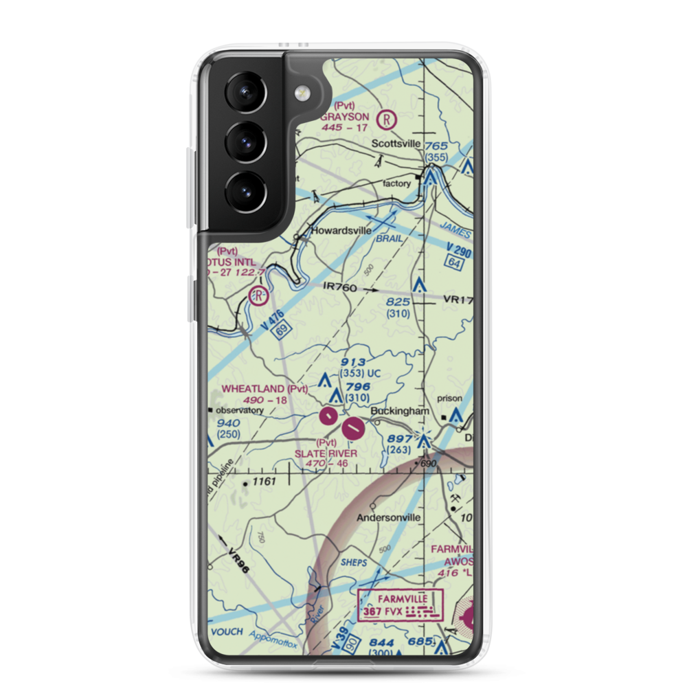 Eastview Airport (VG32) VFR Sectional Samsung Case Samsung Galaxy S21 Plus model shown