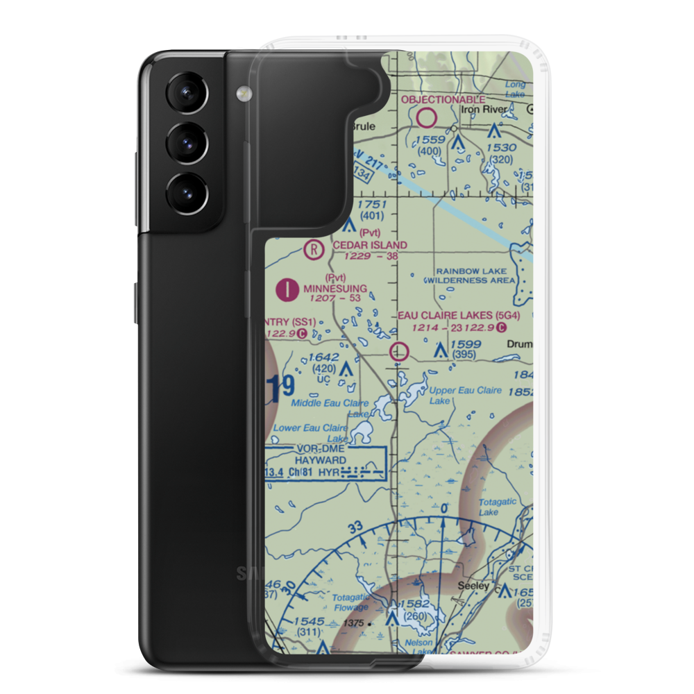 Eau Claire Lakes Airport (5G4) VFR Sectional Samsung Case Samsung Galaxy S21 Plus model shown