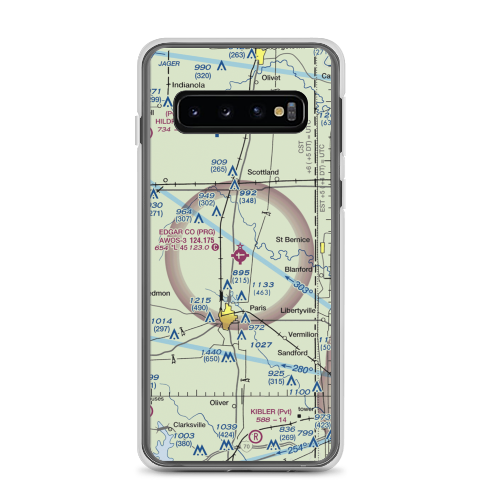 Edgar County Airport (PRG) VFR Sectional Samsung Case Samsung Galaxy S10 model shown