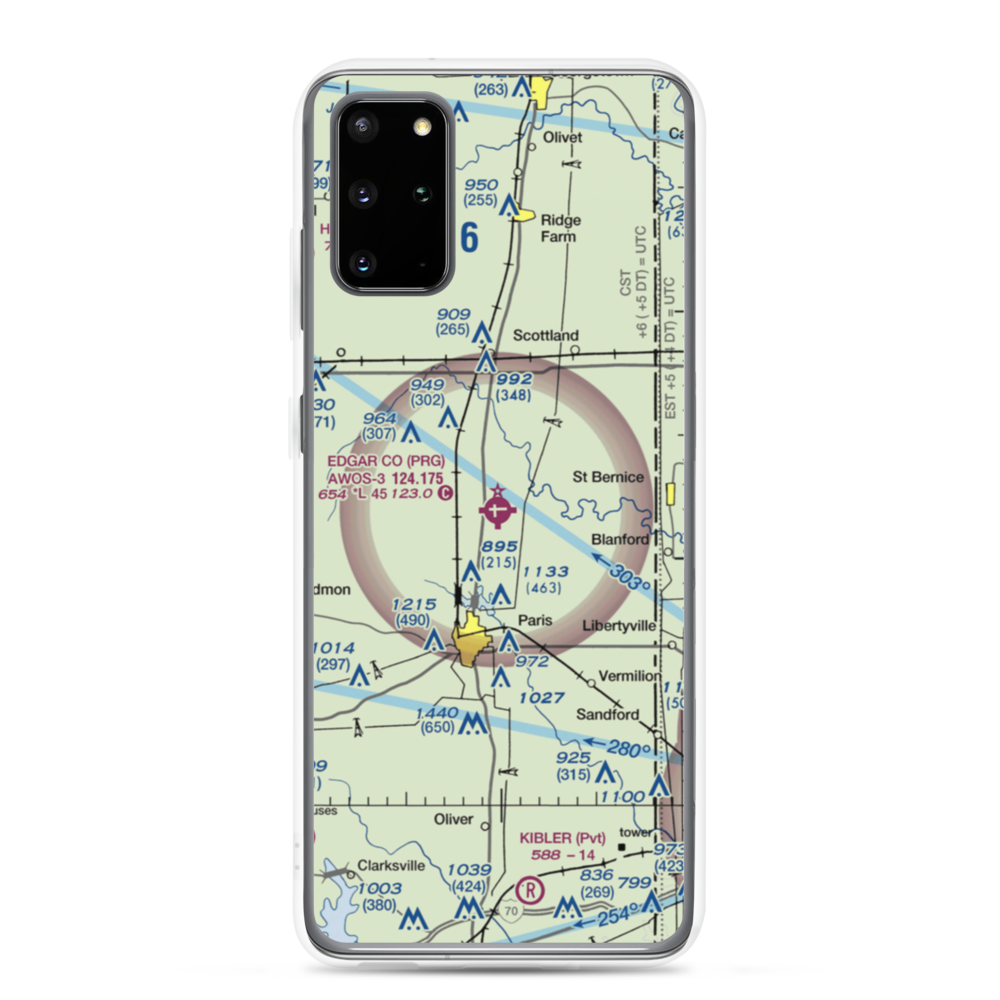 Edgar County Airport (PRG) VFR Sectional Samsung Case Samsung Galaxy S20 Plus model shown