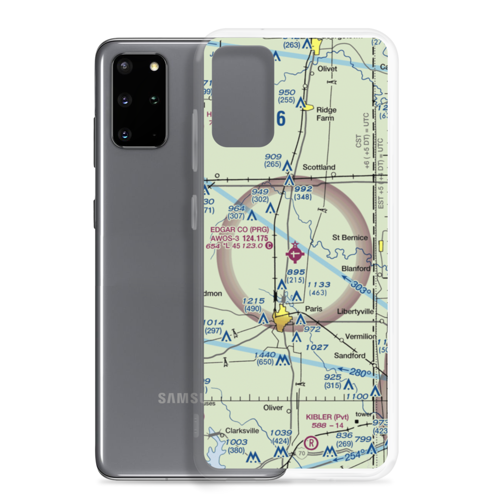 Edgar County Airport (PRG) VFR Sectional Samsung Case Samsung Galaxy S20 Plus model shown