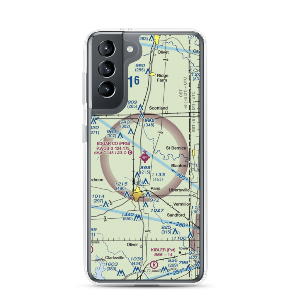 Edgar County Airport (PRG) VFR Sectional Samsung Case Samsung Galaxy S21 model shown
