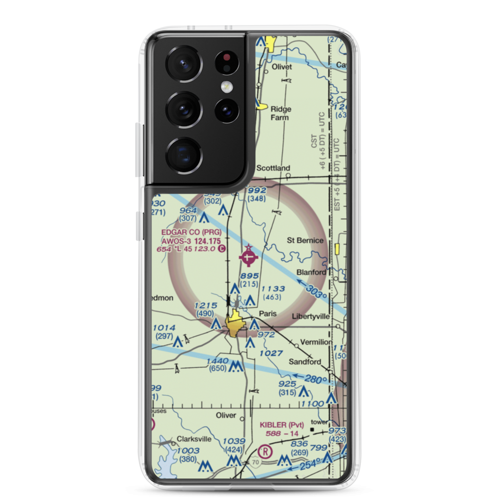 Edgar County Airport (PRG) VFR Sectional Samsung Case Samsung Galaxy S21 Ultra model shown
