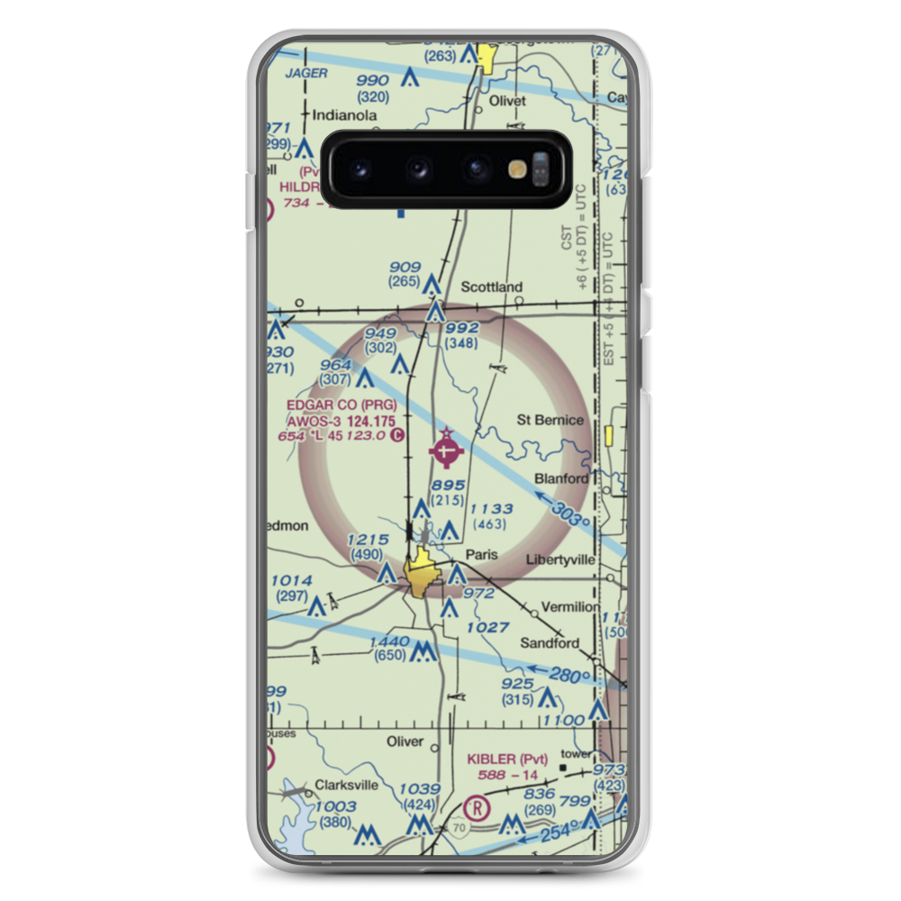Edgar County Airport (PRG) VFR Sectional Samsung Case Samsung Galaxy S10+ model shown