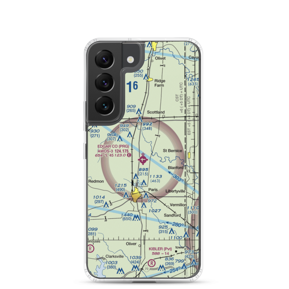 Edgar County Airport (PRG) VFR Sectional Samsung Case Samsung Galaxy S22 model shown