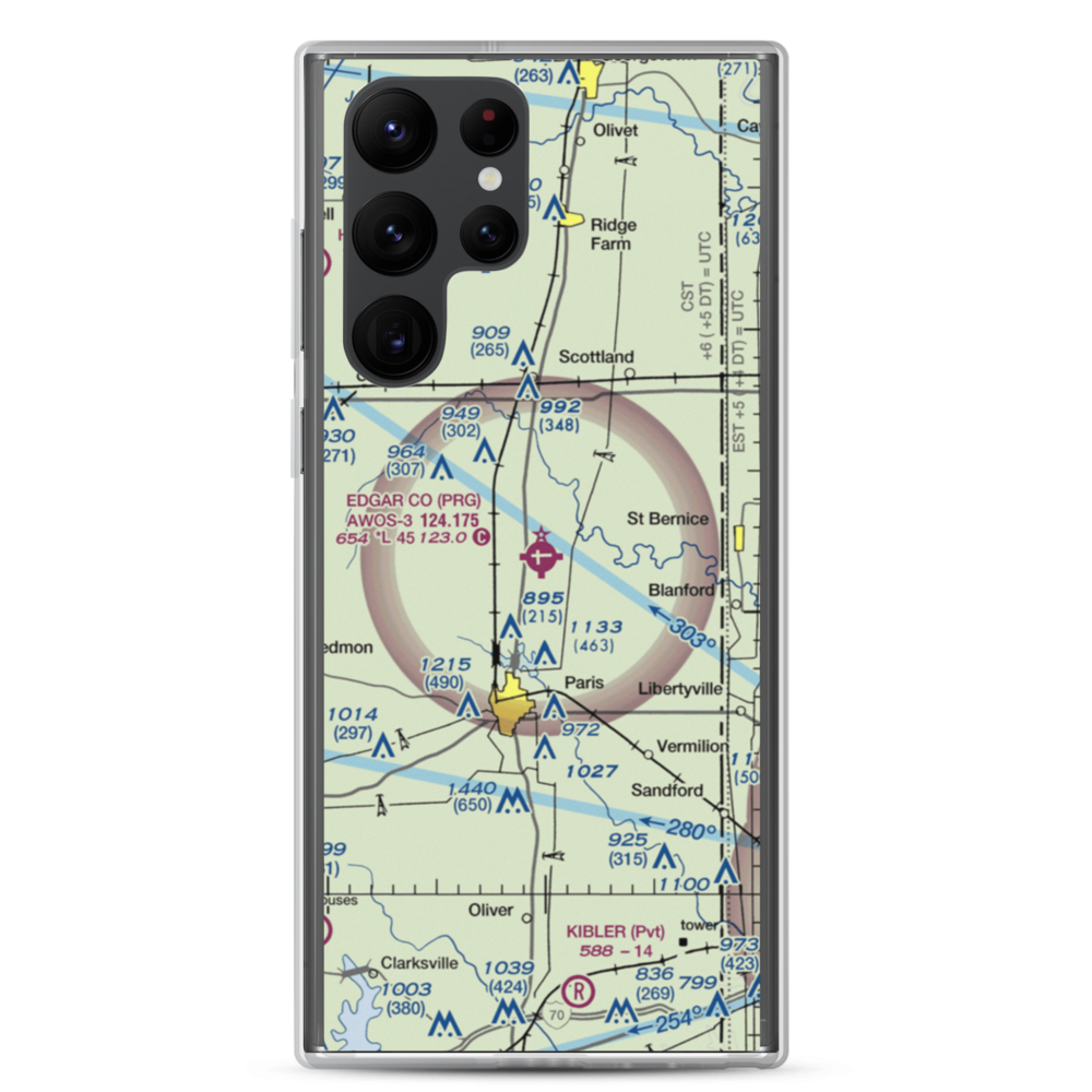 Edgar County Airport (PRG) VFR Sectional Samsung Case Samsung Galaxy S22 Ultra model shown