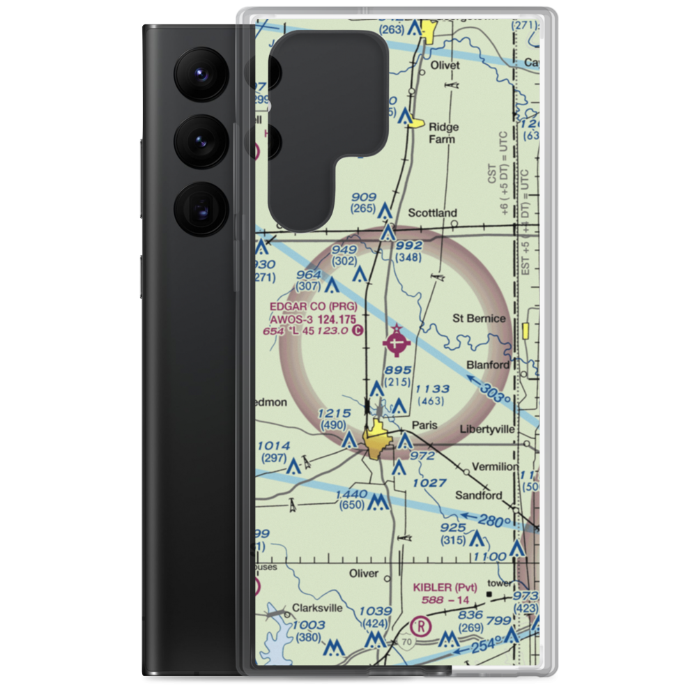Edgar County Airport (PRG) VFR Sectional Samsung Case Samsung Galaxy S22 Ultra model shown