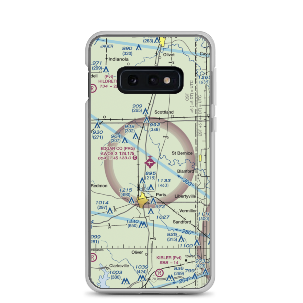 Edgar County Airport (PRG) VFR Sectional Samsung Case Samsung Galaxy S10e model shown