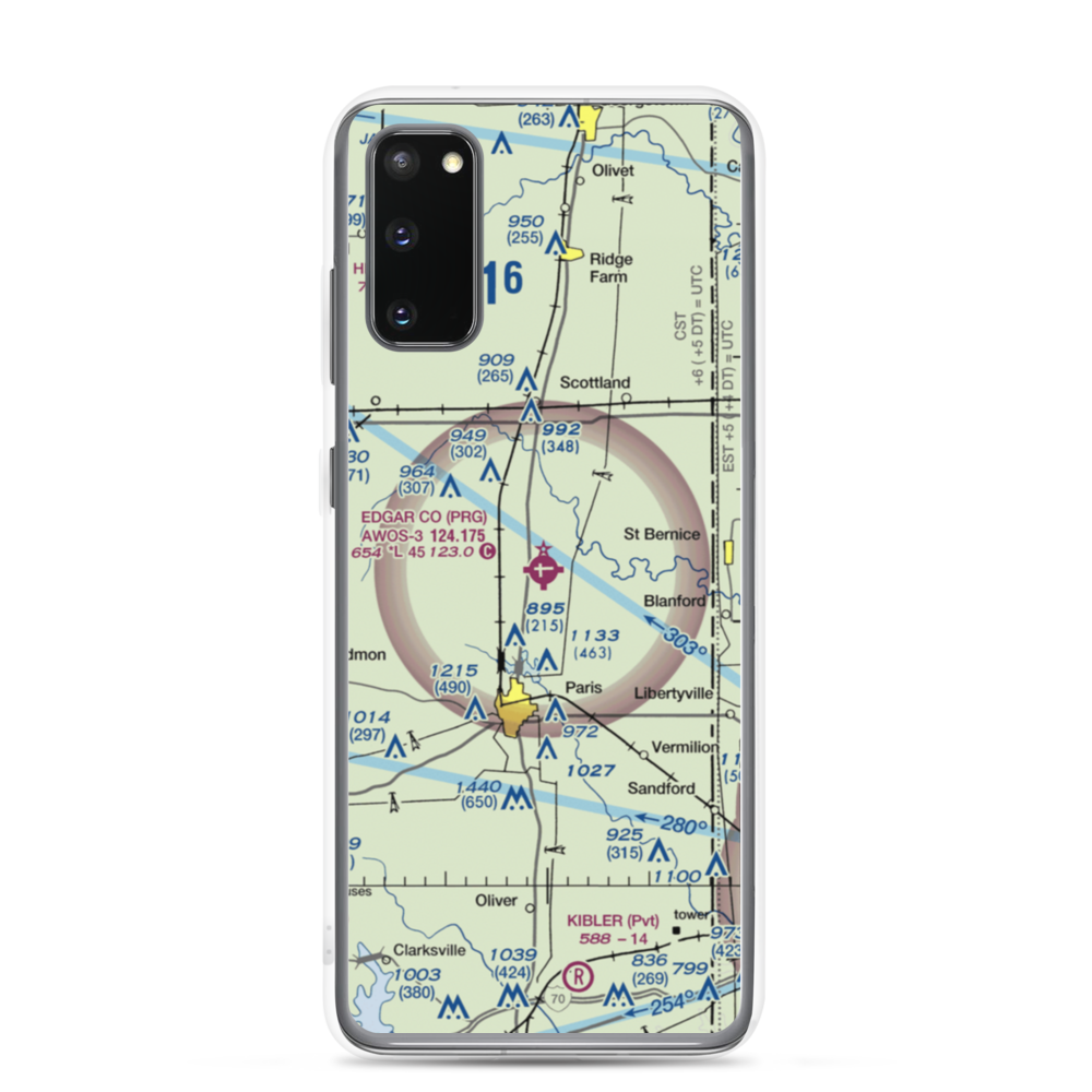Edgar County Airport (PRG) VFR Sectional Samsung Case Samsung Galaxy S20 model shown
