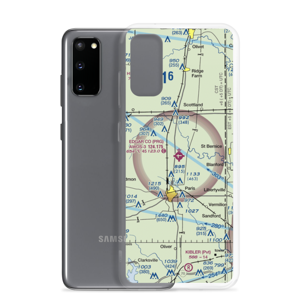 Edgar County Airport (PRG) VFR Sectional Samsung Case Samsung Galaxy S20 model shown