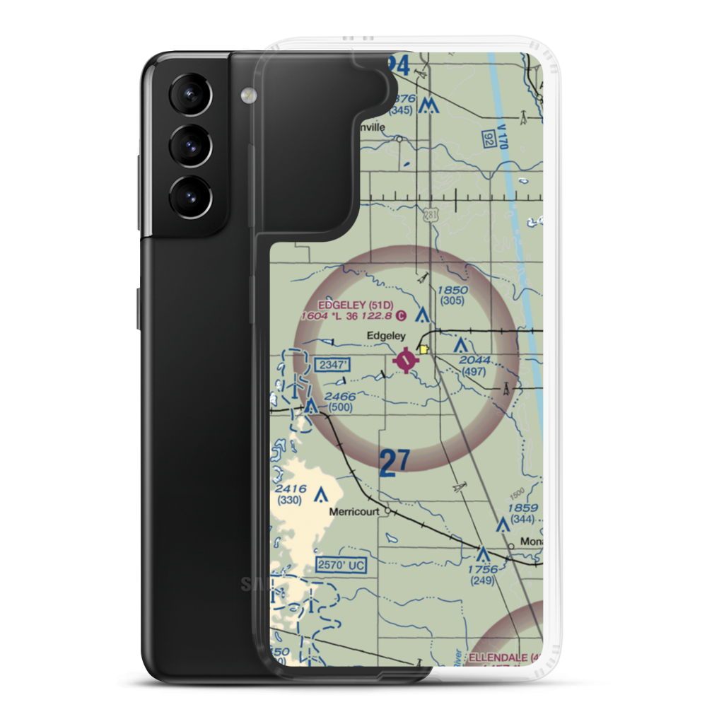 Edgeley Municipal Airport (51D) VFR Sectional Samsung Case Samsung Galaxy S21 Plus model shown