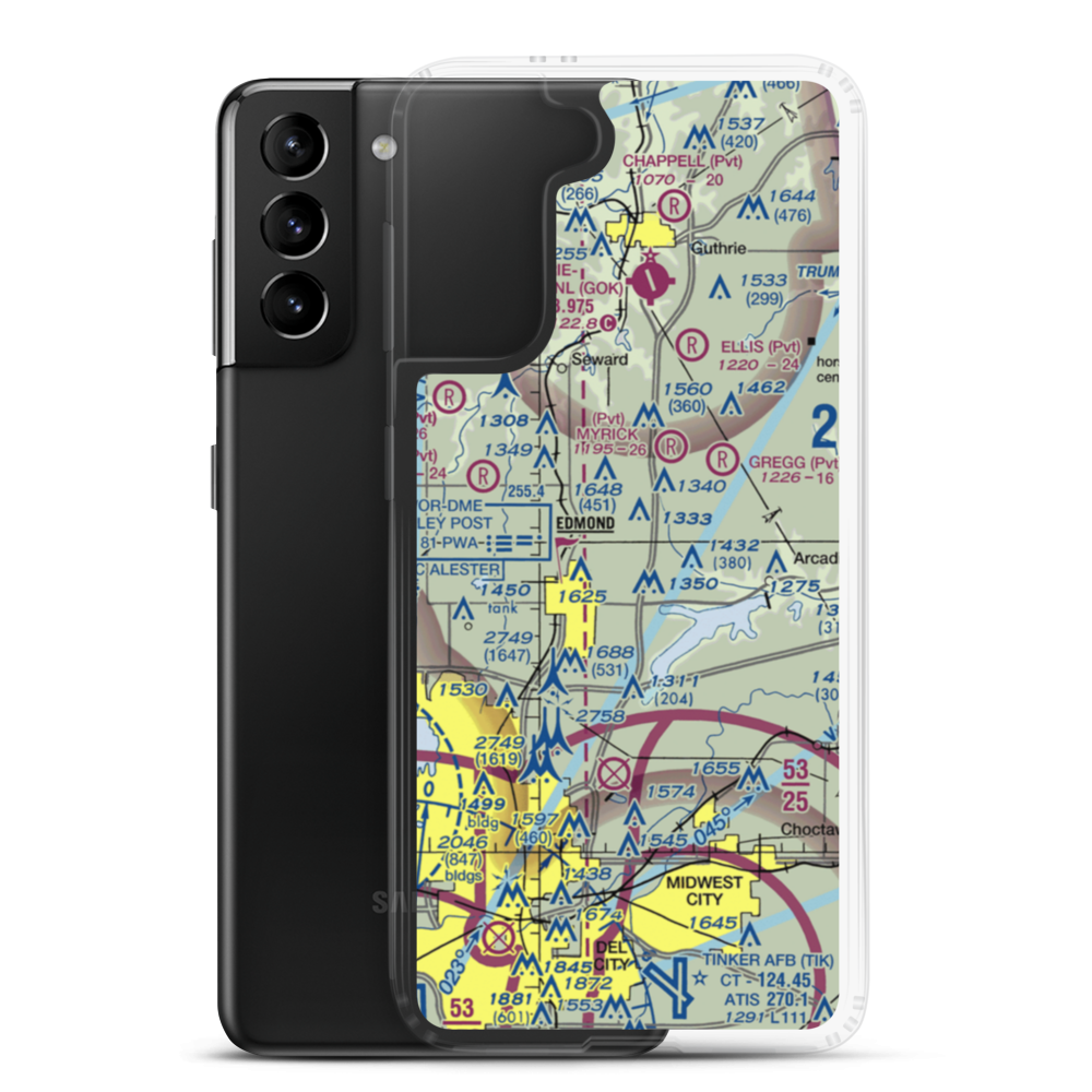 Edmond Airport (0OK0) VFR Sectional Samsung Case Samsung Galaxy S21 Plus model shown