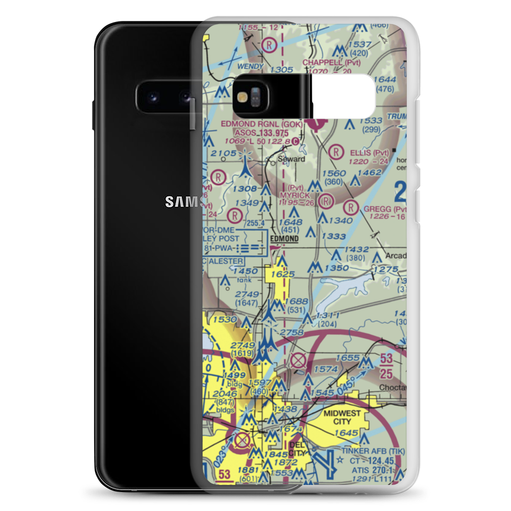 Edmond Airport (0OK0) VFR Sectional Samsung Case Samsung Galaxy S10+ model shown