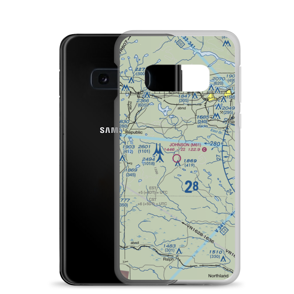 Edward F Johnson Airport (M61) VFR Sectional Samsung Case Samsung Galaxy S10e model shown