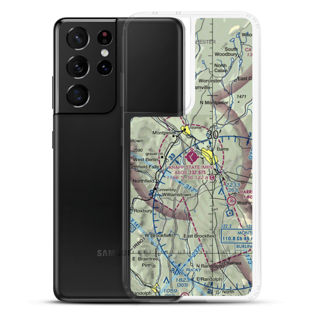 Edward F Knapp State Airport (MPV) VFR Sectional Samsung Case Samsung Galaxy S21 Ultra model shown