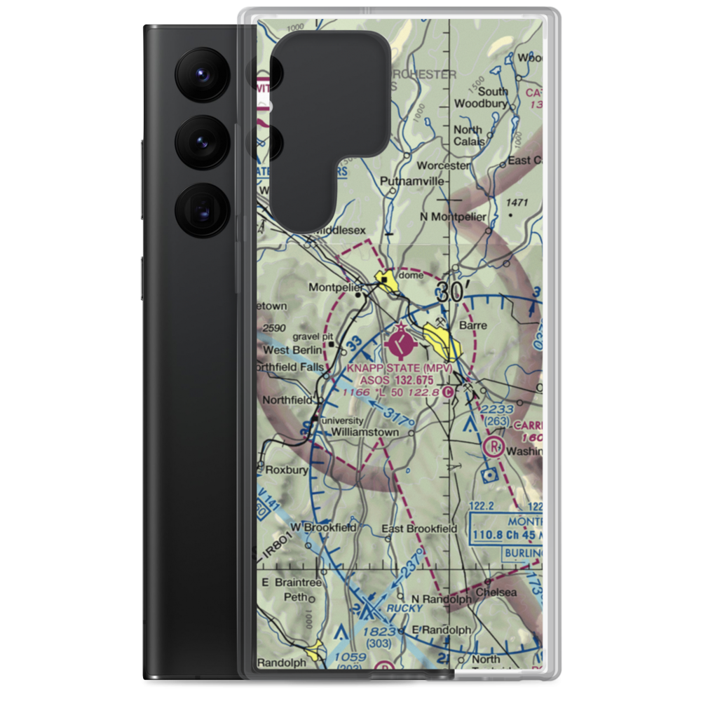 Edward F Knapp State Airport (MPV) VFR Sectional Samsung Case Samsung Galaxy S22 Ultra model shown