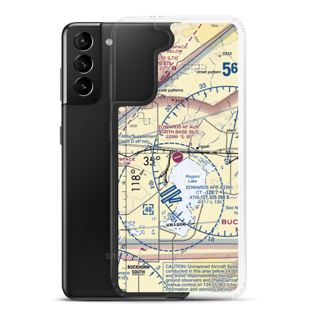 Edwards Af Aux North Base Airport (9L2) VFR Sectional Samsung Case Samsung Galaxy S21 Plus model shown