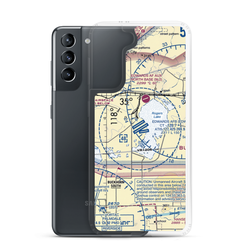 Edwards Air Force Base (EDW) VFR Sectional Samsung Case Samsung Galaxy S21 model shown