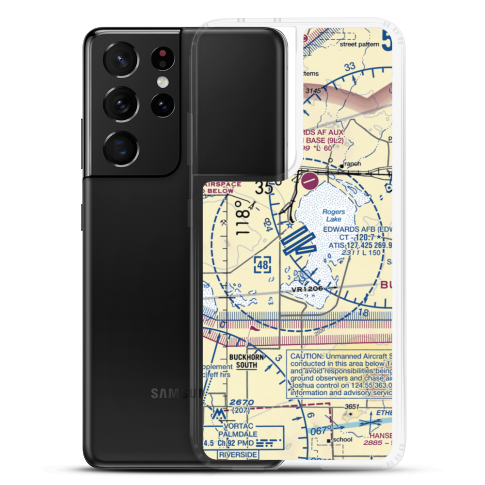 Edwards Air Force Base (EDW) VFR Sectional Samsung Case Samsung Galaxy S21 Ultra model shown