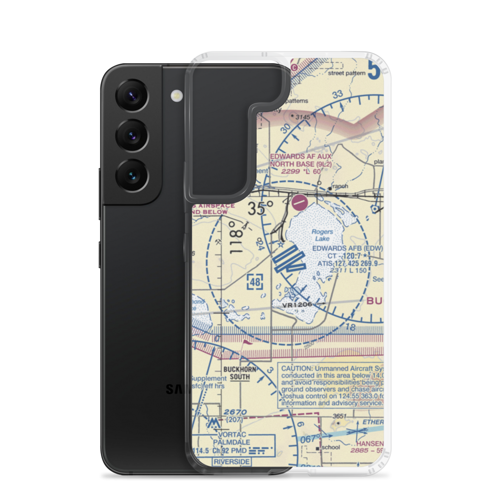 Edwards Air Force Base (EDW) VFR Sectional Samsung Case Samsung Galaxy S22 model shown