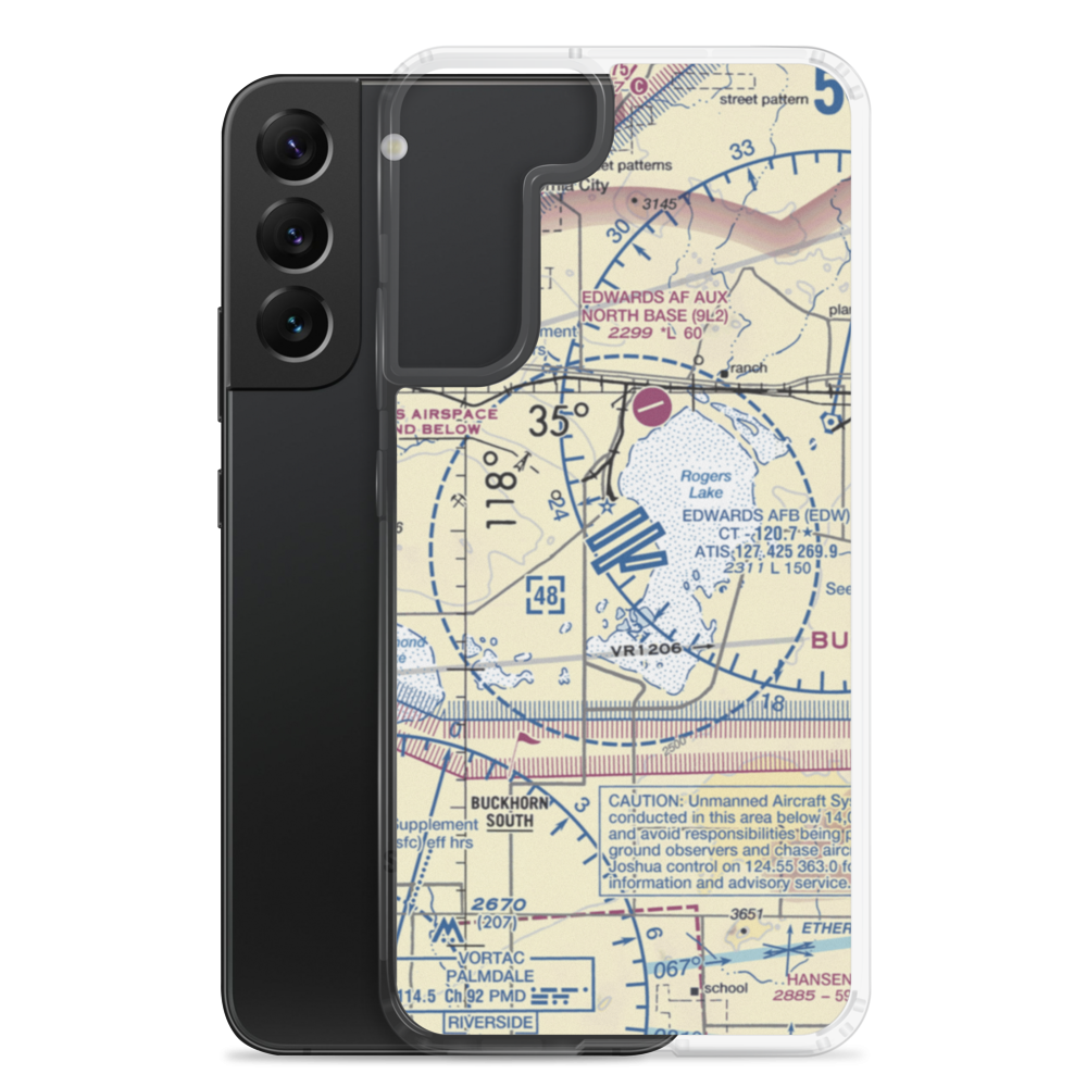 Edwards Air Force Base (EDW) VFR Sectional Samsung Case Samsung Galaxy S22 Plus model shown