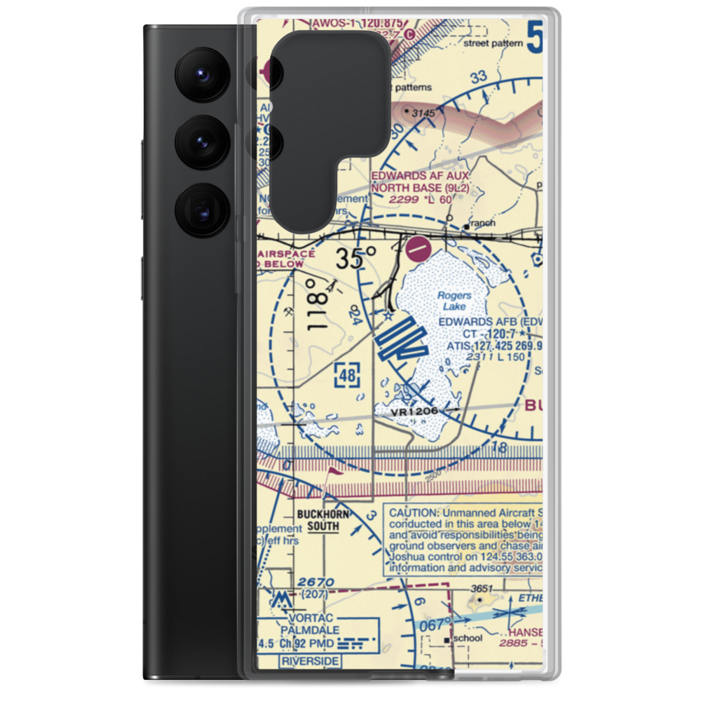 Edwards Air Force Base (EDW) VFR Sectional Samsung Case Samsung Galaxy S22 Ultra model shown