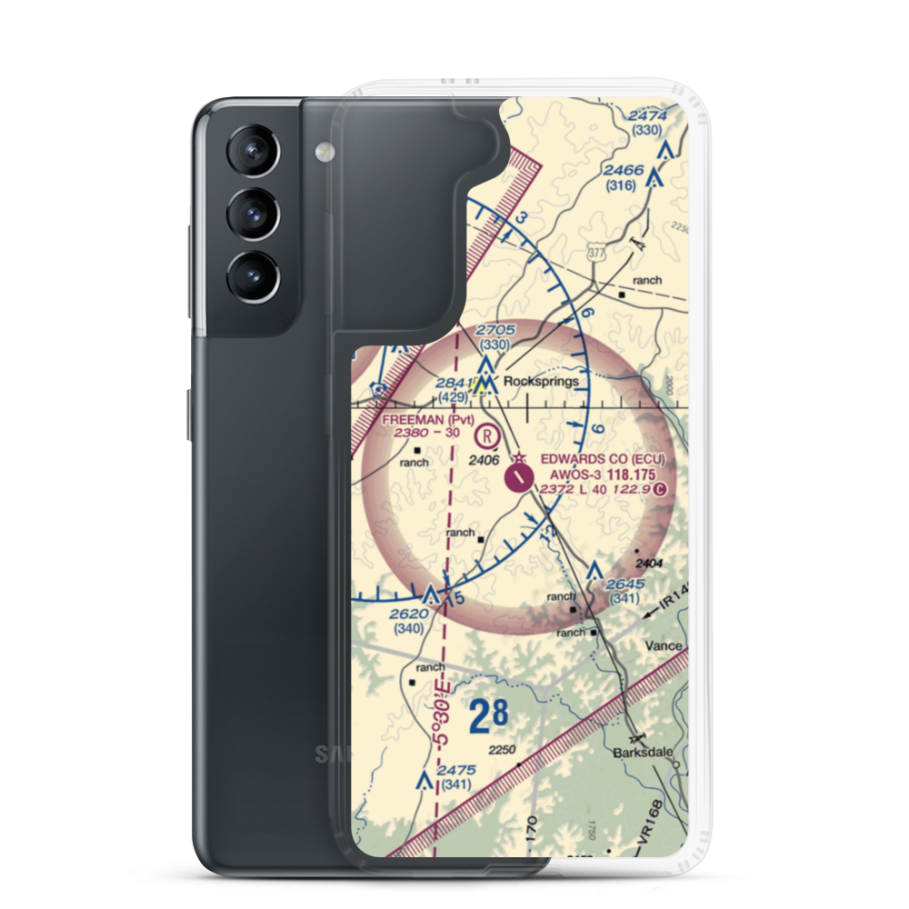 Edwards County Airport (ECU) VFR Sectional Samsung Case Samsung Galaxy S21 model shown