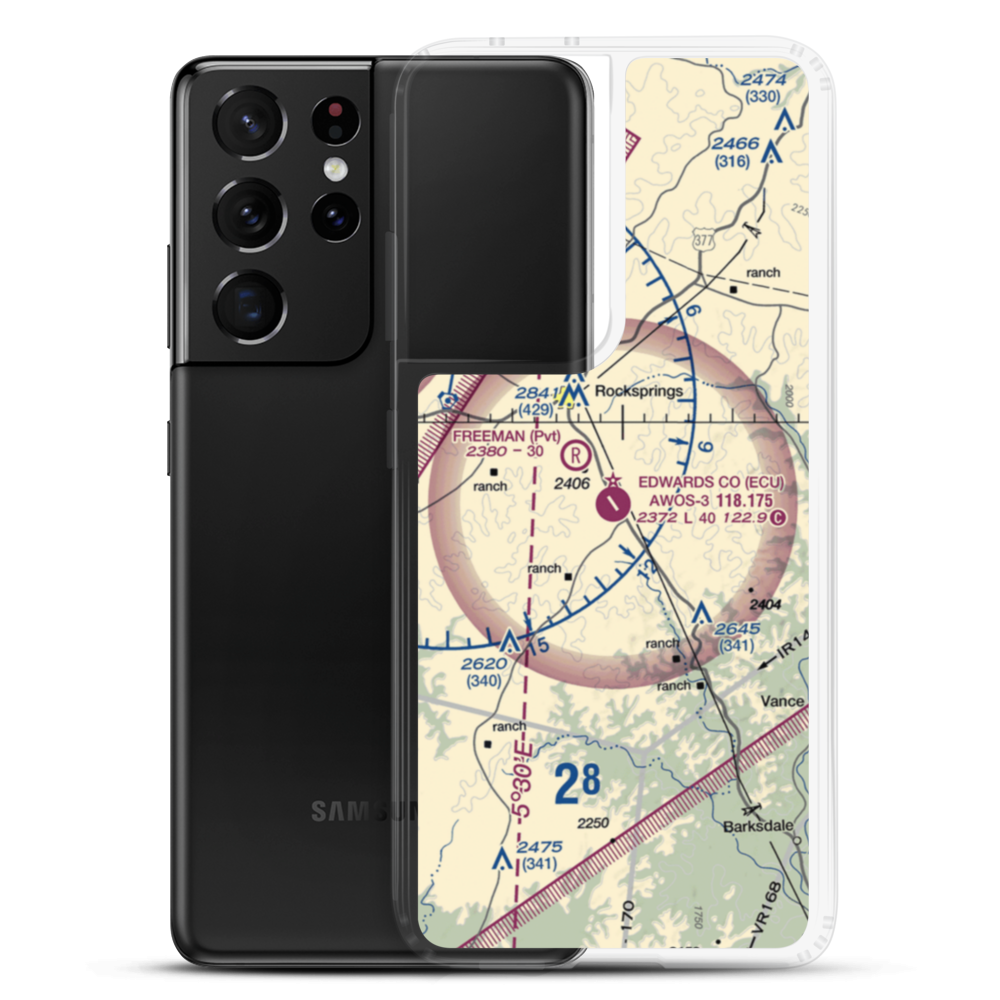 Edwards County Airport (ECU) VFR Sectional Samsung Case Samsung Galaxy S21 Ultra model shown