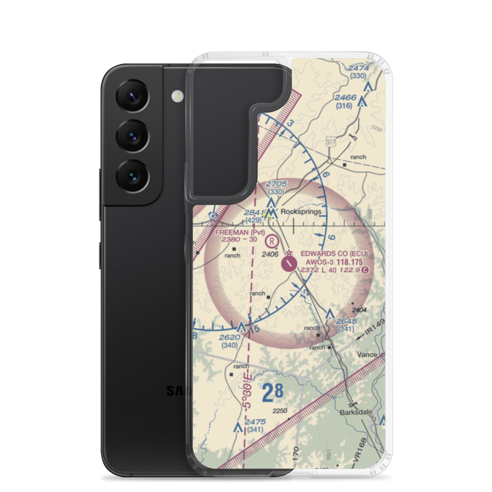 Edwards County Airport (ECU) VFR Sectional Samsung Case Samsung Galaxy S22 model shown