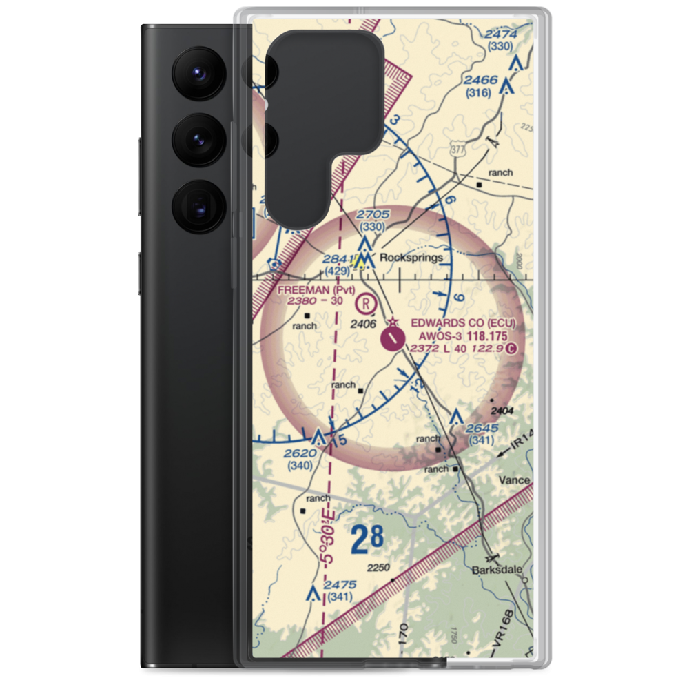 Edwards County Airport (ECU) VFR Sectional Samsung Case Samsung Galaxy S22 Ultra model shown