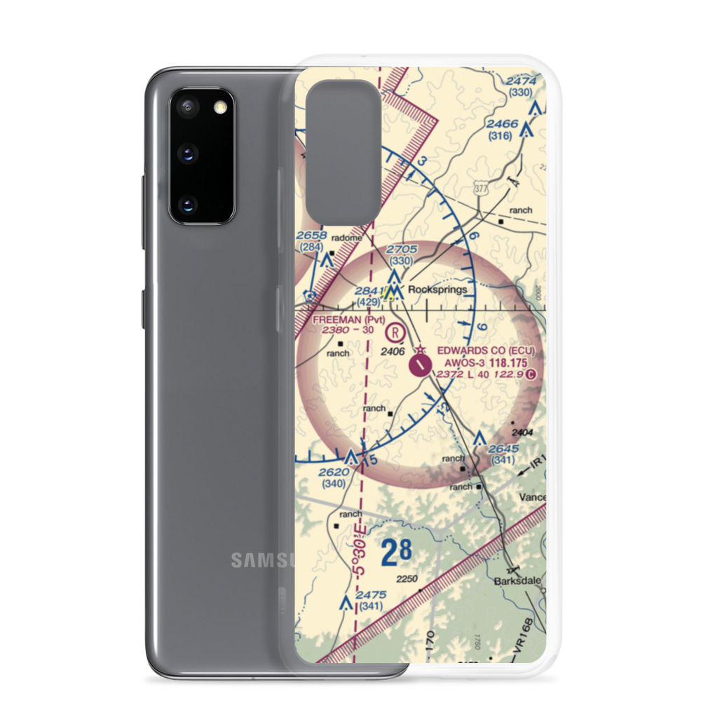 Edwards County Airport (ECU) VFR Sectional Samsung Case Samsung Galaxy S20 model shown