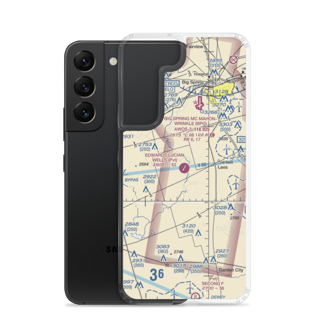 Edwards Lucian Wells Ranch Airport (TX31) VFR Sectional Samsung Case Samsung Galaxy S22 model shown