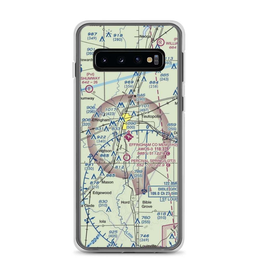 Effingham County Memorial Airport (1H2) VFR Sectional Samsung Case Samsung Galaxy S10 model shown