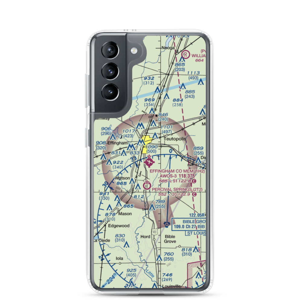 Effingham County Memorial Airport (1H2) VFR Sectional Samsung Case Samsung Galaxy S21 model shown