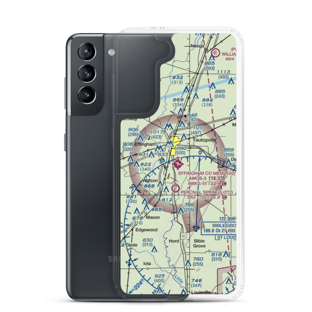 Effingham County Memorial Airport (1H2) VFR Sectional Samsung Case Samsung Galaxy S21 model shown