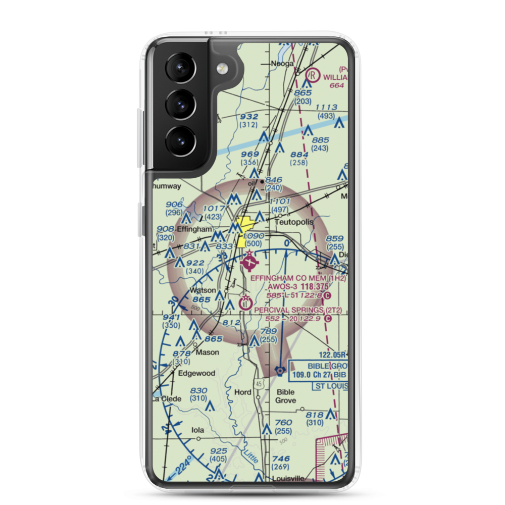 Effingham County Memorial Airport (1H2) VFR Sectional Samsung Case Samsung Galaxy S21 Plus model shown