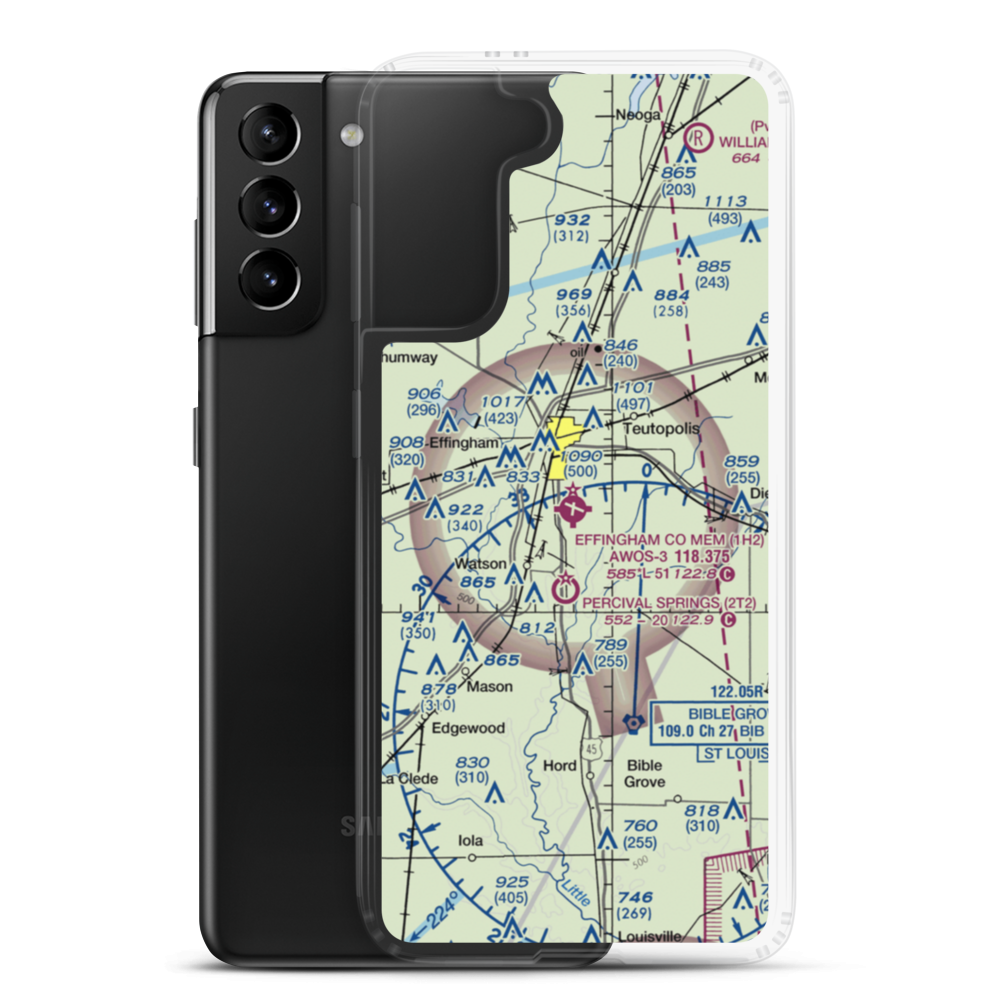 Effingham County Memorial Airport (1H2) VFR Sectional Samsung Case Samsung Galaxy S21 Plus model shown