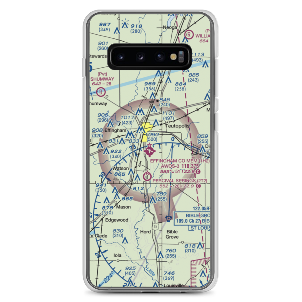 Effingham County Memorial Airport (1H2) VFR Sectional Samsung Case Samsung Galaxy S10+ model shown