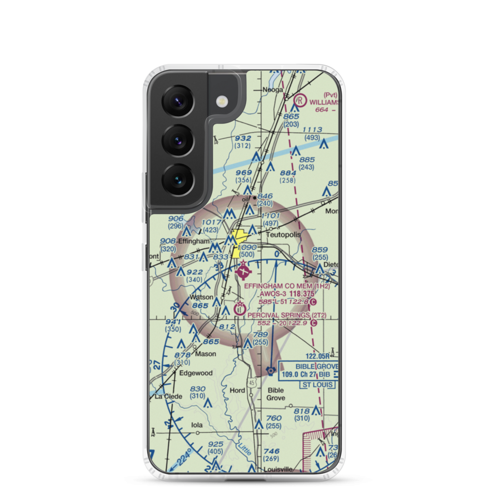 Effingham County Memorial Airport (1H2) VFR Sectional Samsung Case Samsung Galaxy S22 model shown