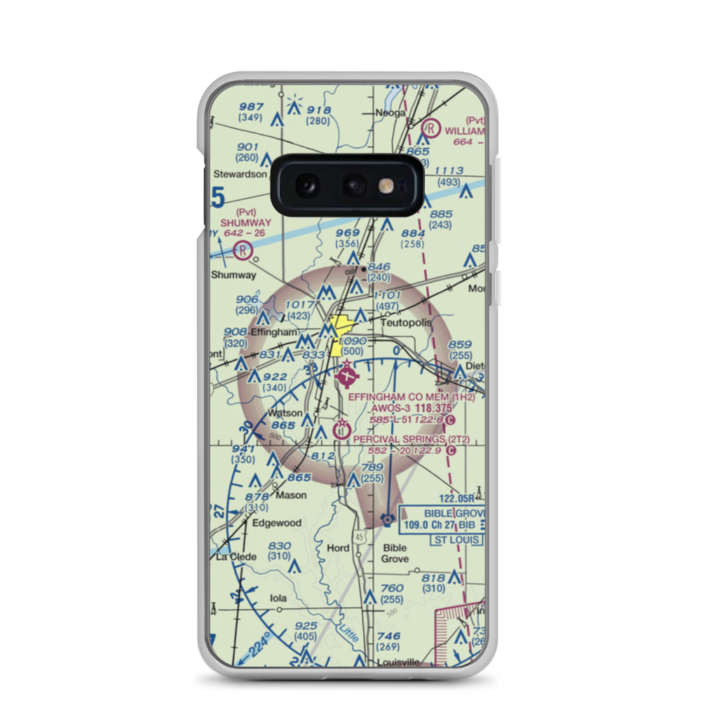 Effingham County Memorial Airport (1H2) VFR Sectional Samsung Case Samsung Galaxy S10e model shown