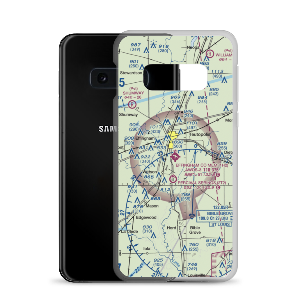 Effingham County Memorial Airport (1H2) VFR Sectional Samsung Case Samsung Galaxy S10e model shown