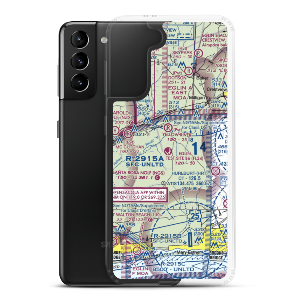 Eglin Auxiliary Field 6 Airport (KZ01) VFR Sectional Samsung Case Samsung Galaxy S21 Plus model shown