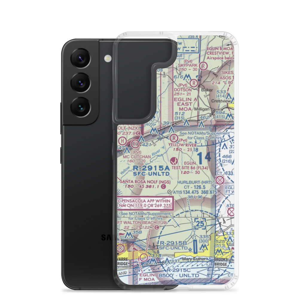 Eglin Auxiliary Field 6 Airport (KZ01) VFR Sectional Samsung Case Samsung Galaxy S22 model shown